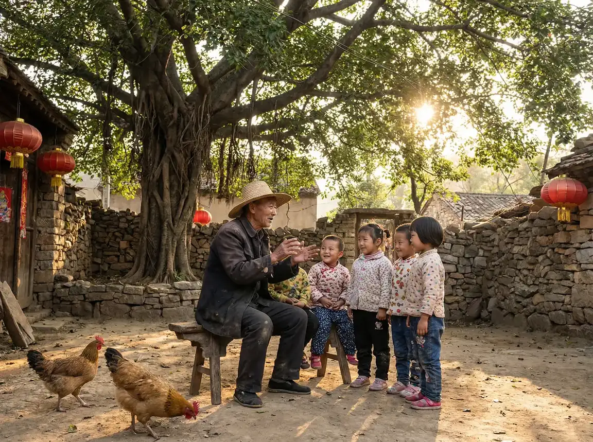 老人在大榕树下给孩子们讲故事 - 在线高清免费不卡全码 乡村记忆